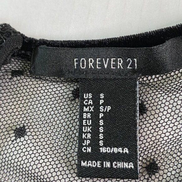 Forever 21 Womens Black Velvet and Mesh Skater Dress Size S Goth Witchy Elegant - Picture 3 of 8